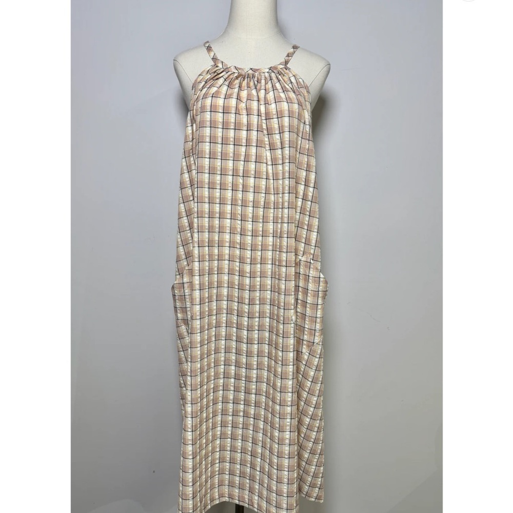 sundays Geo Midi dress Beige Size Medium NWTS - Picture 2 of 9
